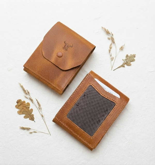 Hakiki Deri Minimalist Trend Model Para Koymalı Cüzdan - Camel