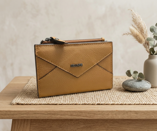 Grande 2827 Model %100 Hakiki Deri Küçük Boy Kadın Cüzdan - Camel