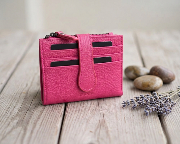 Grande 2816 Model %100 Hakiki Deri Unisex Model Kredi Kartlık ve Cüzdan - Fuşya