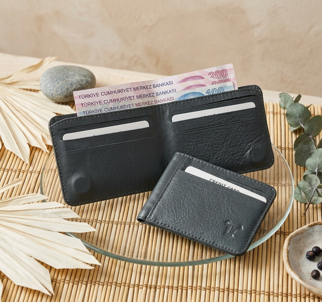 Toro Nero %100 Hakiki Deri Unisex Mıknatıs Kapamalı Kredi Kartık Ve Cüzdan