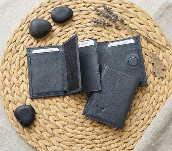 Toro Nero %100 Hakiki Deri Katlanır Minimalist Küçük Boy Mıktanıs Kapamalı Erkek Cüzdan