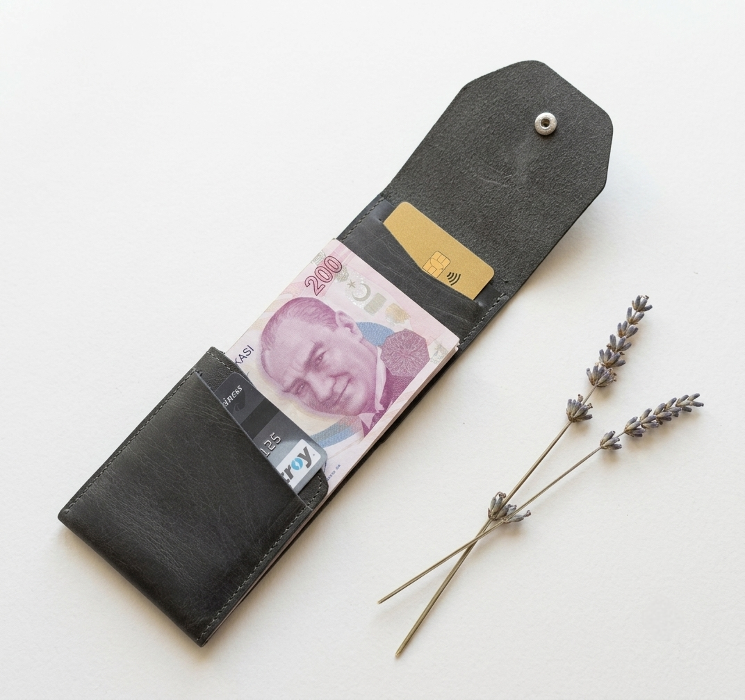 Hakiki Deri Minimalist Trend Model Para Koymalı Cüzdan