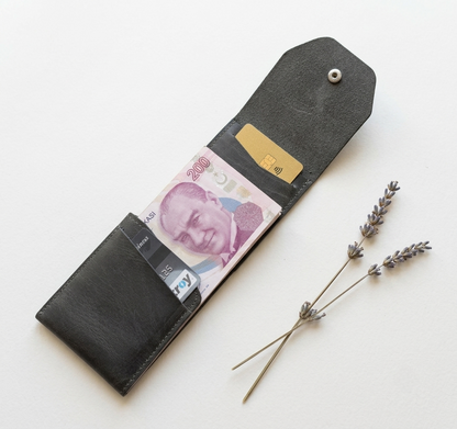 Hakiki Deri Minimalist Trend Model Para Koymalı Cüzdan