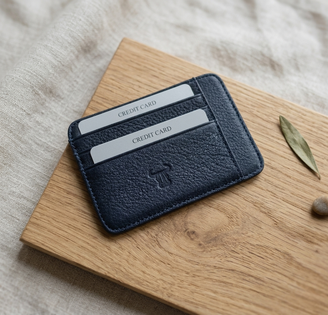 %100 Hakiki Deri Minimalist Tek Parça Ultra İnce Oval Kredi Kartlık ve Cüzdan