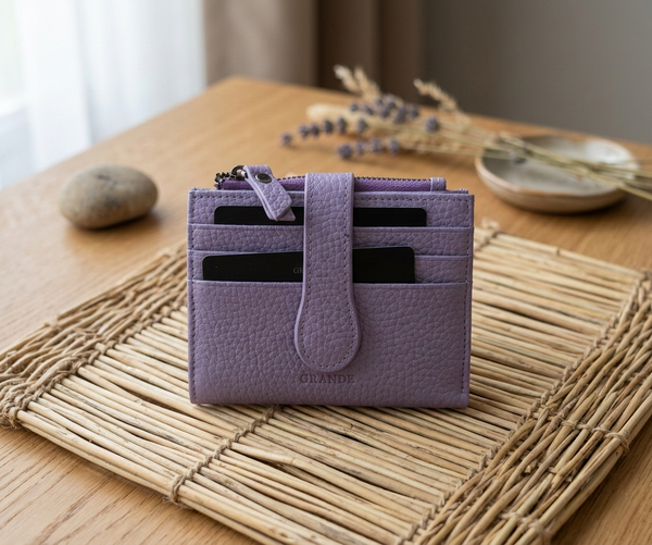 Grande 2816 Model %100 Hakiki Deri Unisex Model Kredi Kartlık ve Cüzdan - Lila
