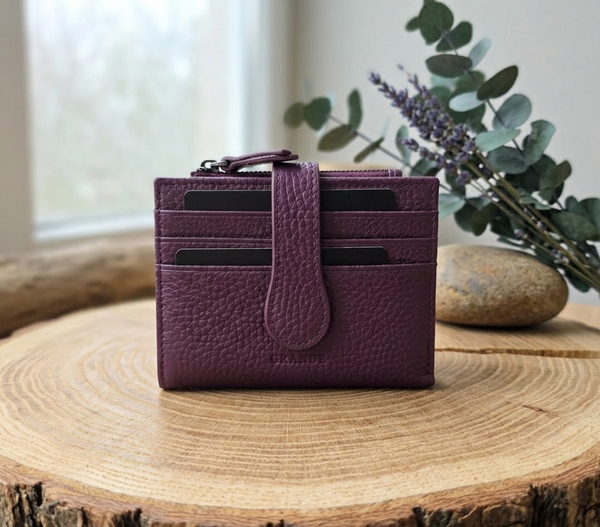 Grande 2816 Model %100 Hakiki Deri Unisex Model Kredi Kartlık ve Cüzdan - Mor