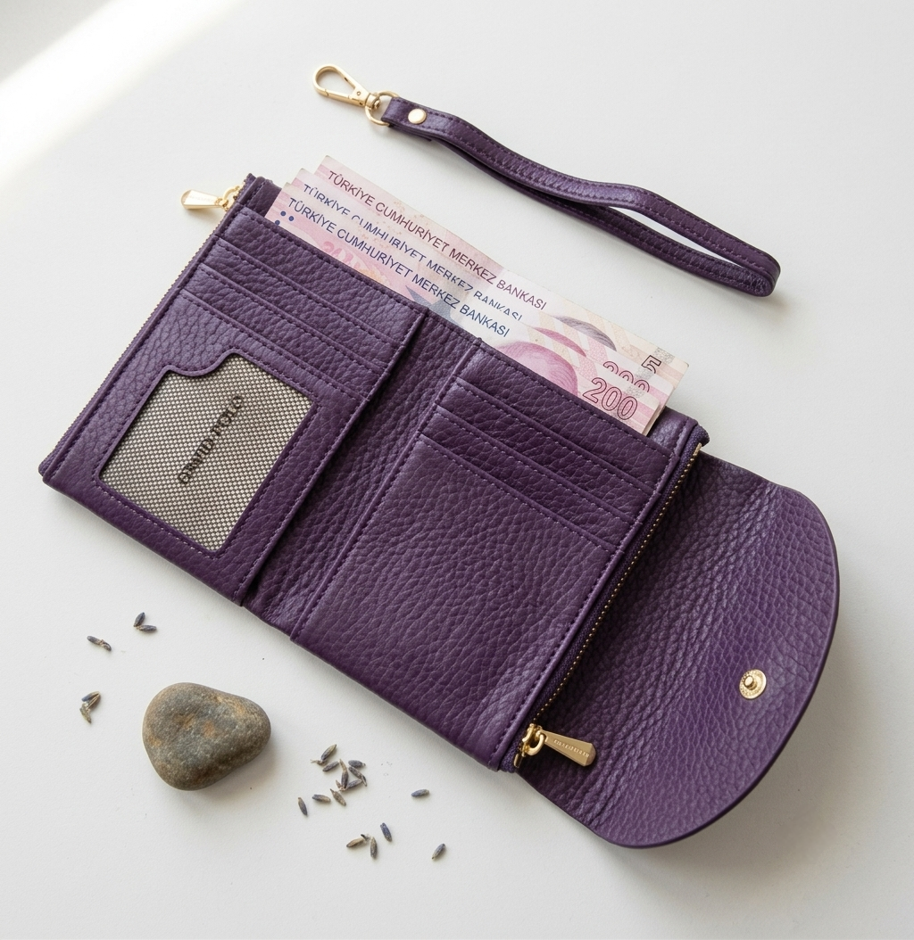 İthal El Tutmalı Ve Çapraz Omuz Askılı Yumuşak Orta Boy Tulum Model Kadın Cüzdan