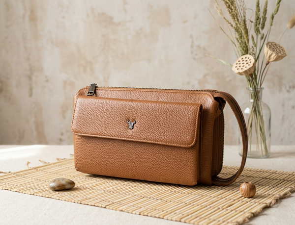 Toro Nero %100 Hakiki Deri Unisex El Portföyü Cüzdan Ve Telefonluk El Çantası - Taba